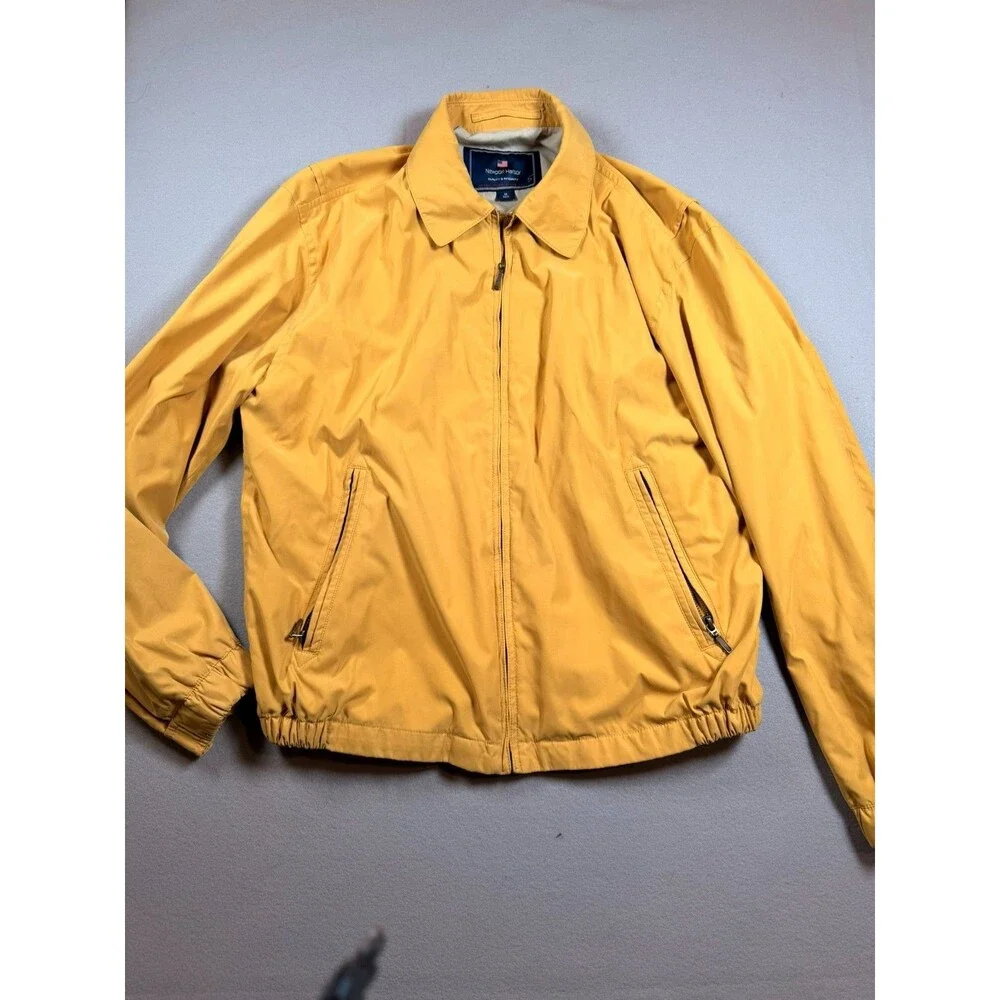 Medium Vintage Newport Harbor Mustard Yellow Bomber Jacket Sunglass pocket